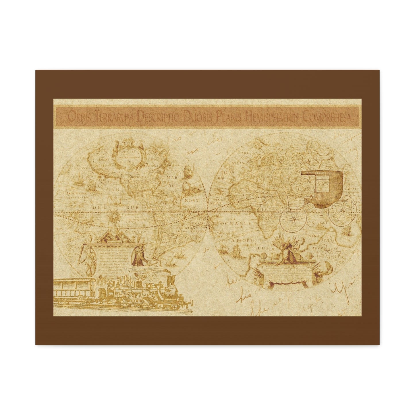 Vintage World Map Canvas Print — Matte Stretched Wall Art