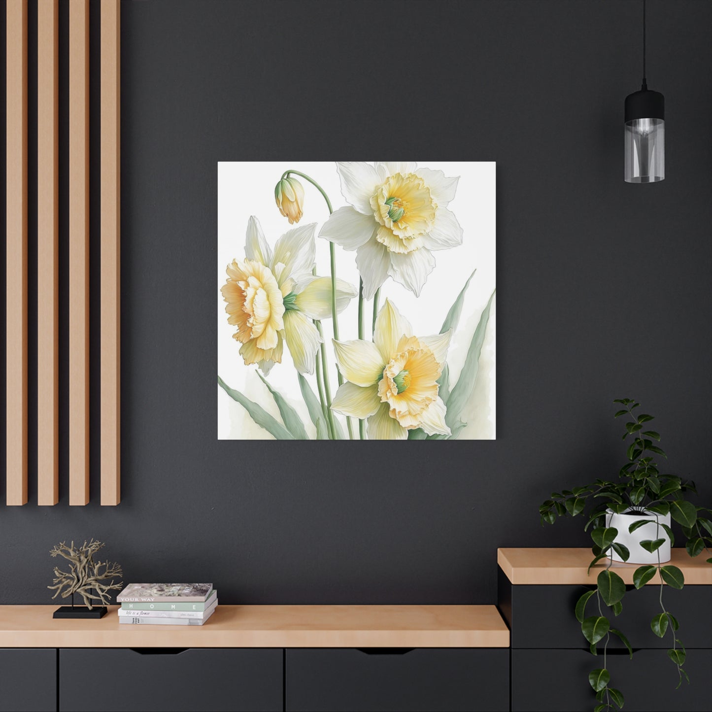 Matte Canvas, Stretched, 1.25" beautiful flowers white and yellow.