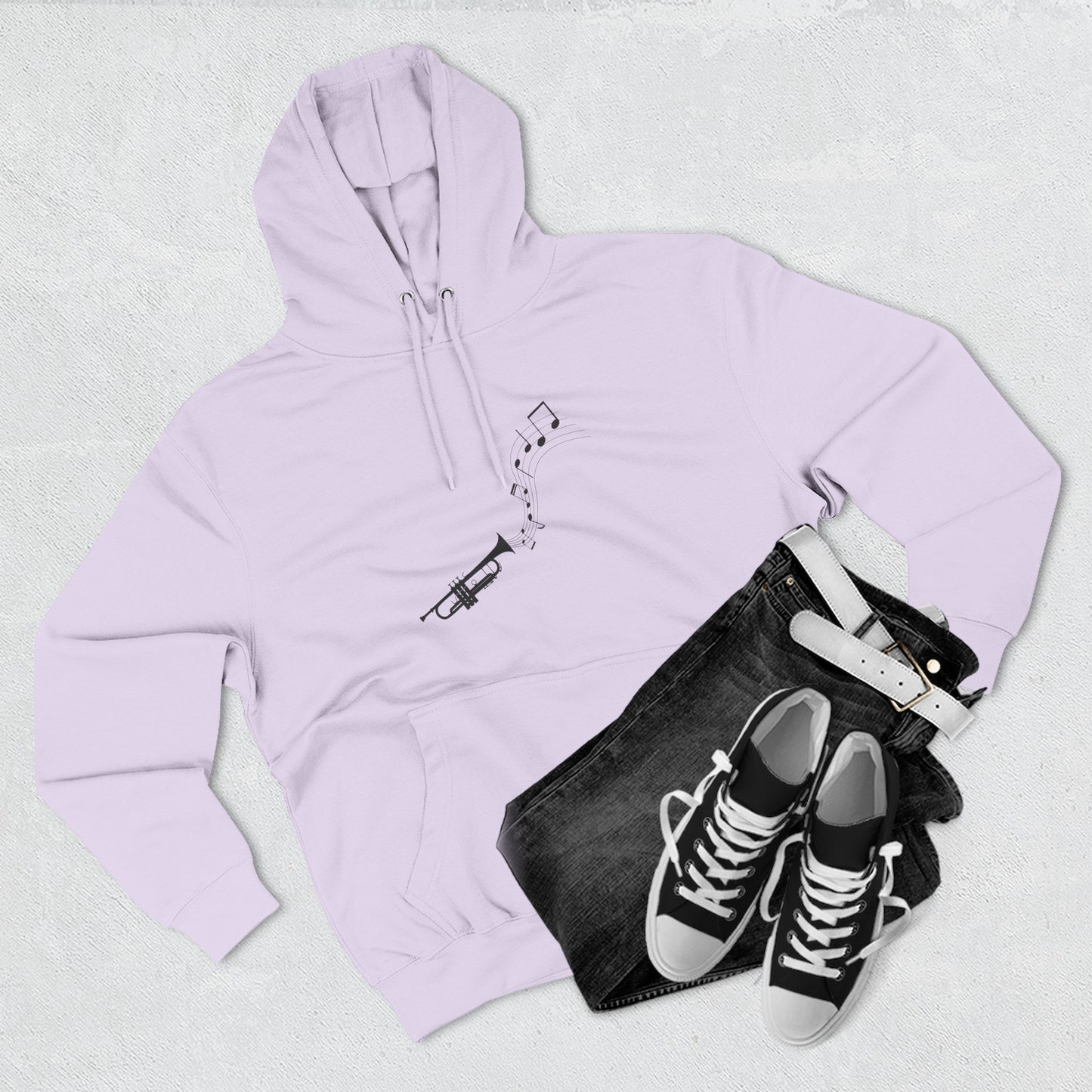 Trumpet Music Notes Hoodie — Minimalist Jazz Instrument Pullover