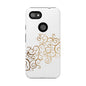 Elegant Floral Phone Case, Tough Cases, Gold Swirls, Stylish Protection, Trendy Gift, Chic Accessory