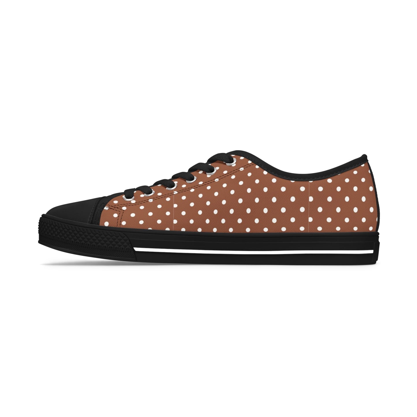 Brown Polka Dot Low Top Sneakers —  Casual Retro Canvas Shoes