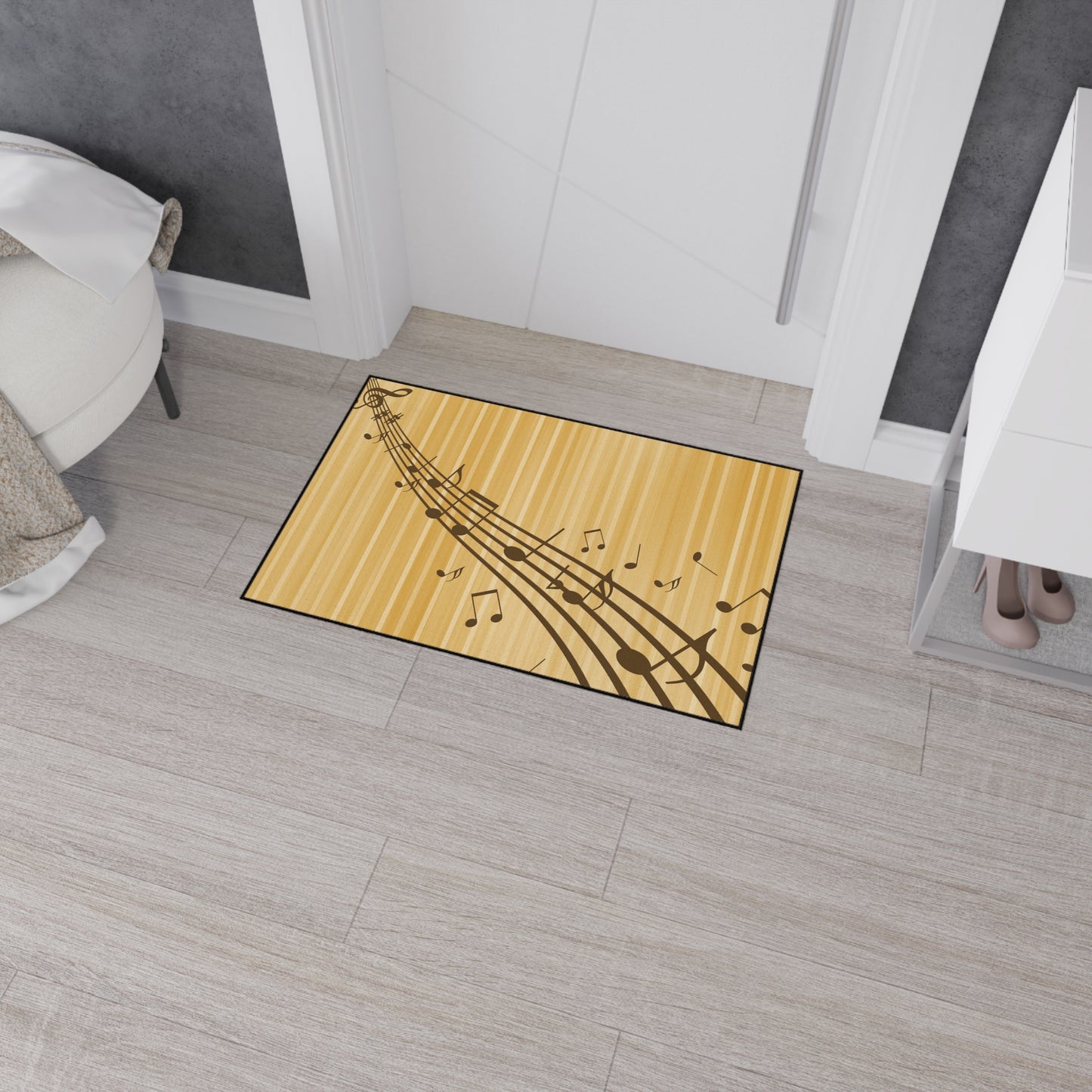 Music Notes Heavy-Duty Floor Mat — Non-Slip Musical Entry/Studio Rug