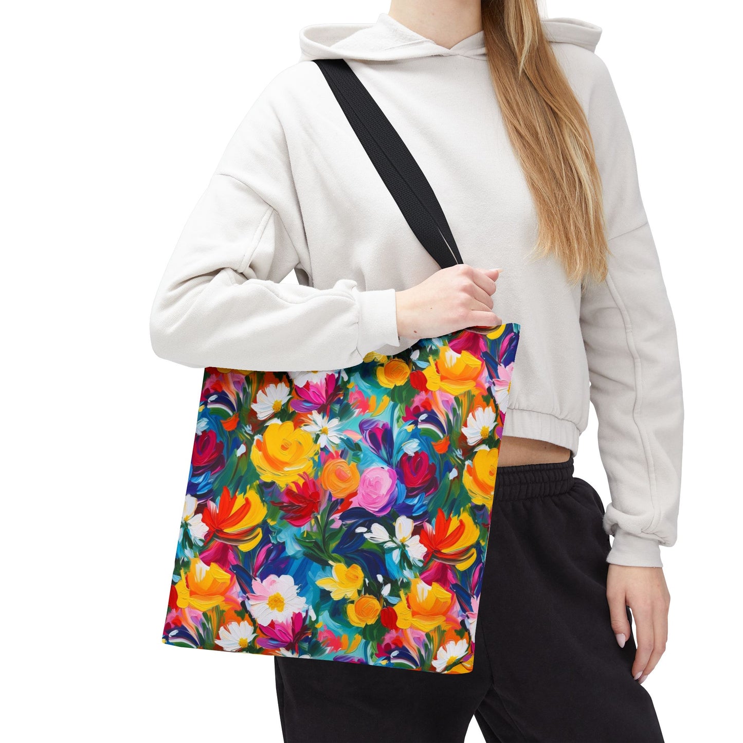 Colorful Floral Tote Bag — Vibrant All-Over Print Shopper