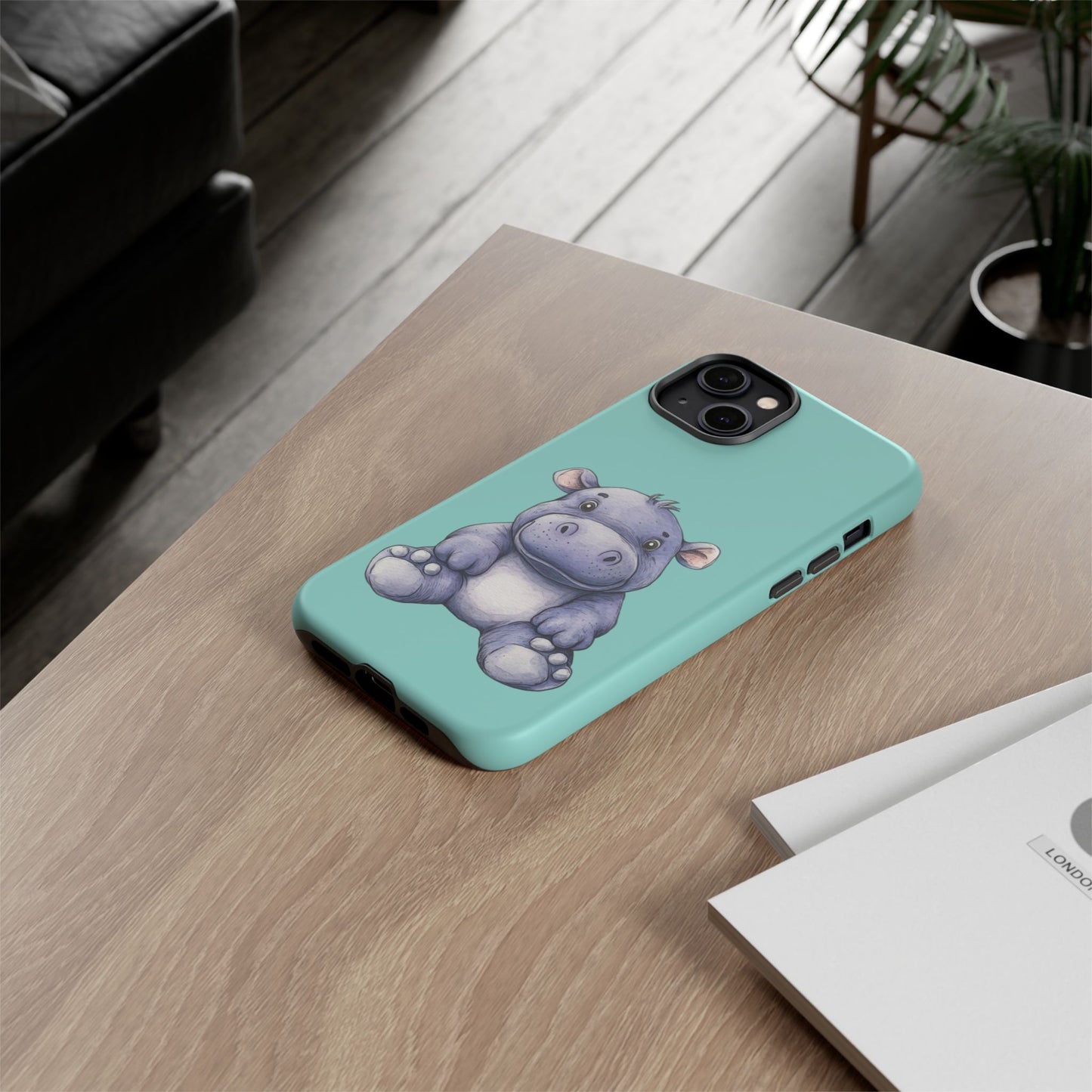 Cute Hippo Phone Case, Tough Phone Cover, Fun Animal Case, Gift for Kids, Cute Decor, Birthday Present