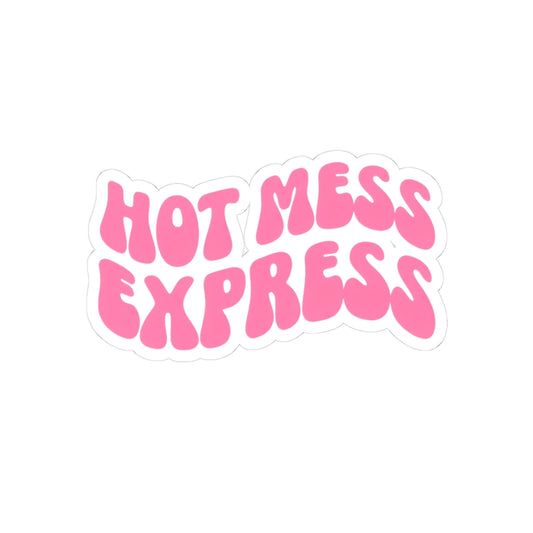 Hot Mess Express Kiss-Cut Sticker – Retro Pink Groovy Laptop Decal