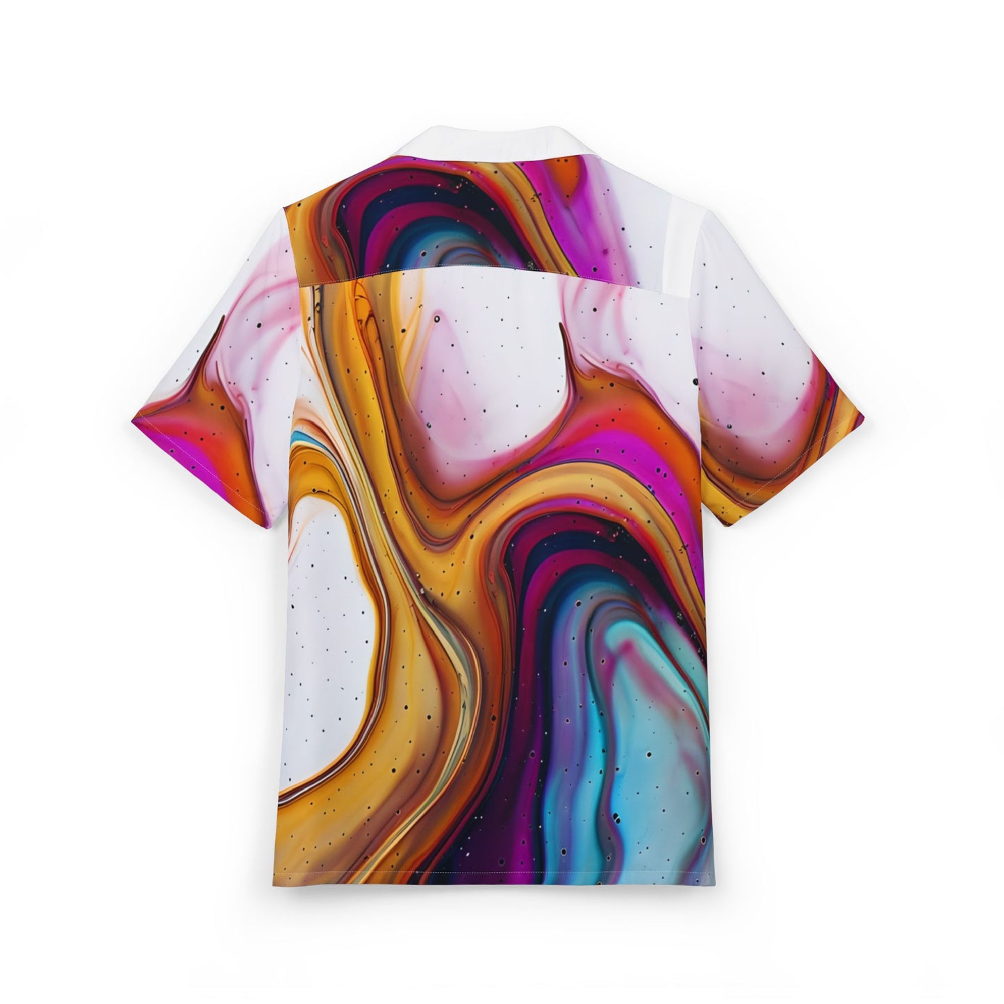 Vibrant Abstract Hawaiian Button-Down Shirt, Summer Casual Wear