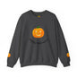Halloween Pumpkin Sweatshirt, Cozy Fall Apparel, Unisex Crewneck for Halloween, Autumn Casual Wear, Fun Gift Idea