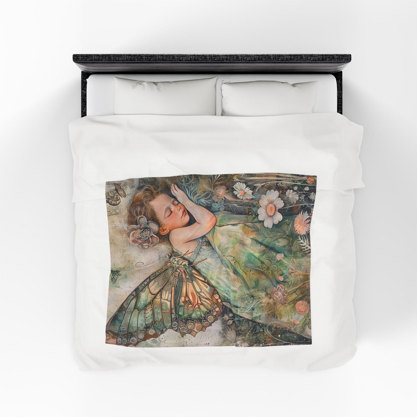 Fairy Dream Velveteen Plush Blanket — Sleeping Fairy Art Throw for Kids & Nursery