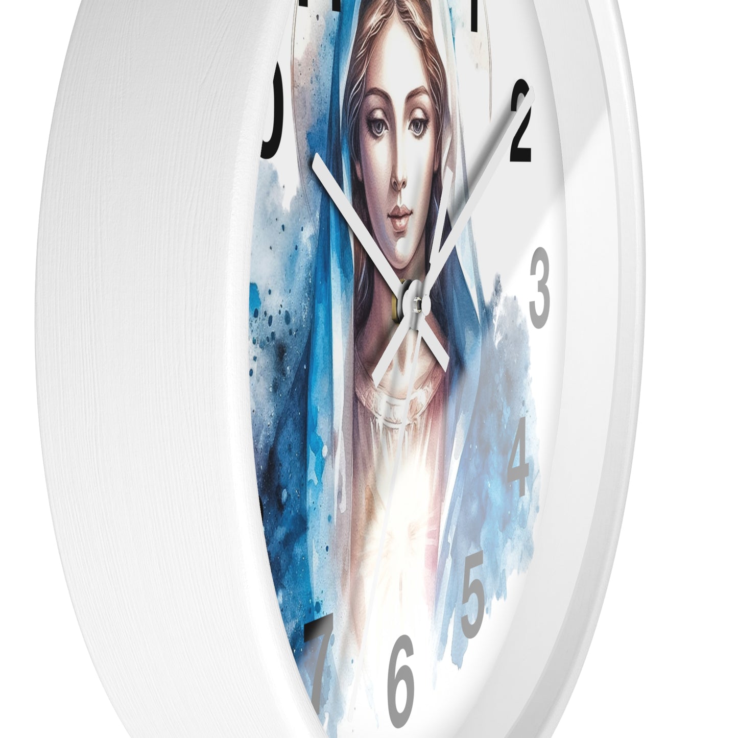 Serene Virgin Mary Wall Clock - Spiritual Home Decor, Religious Gift, Timeless Artistic Piece, Faith-Based Office Accessory