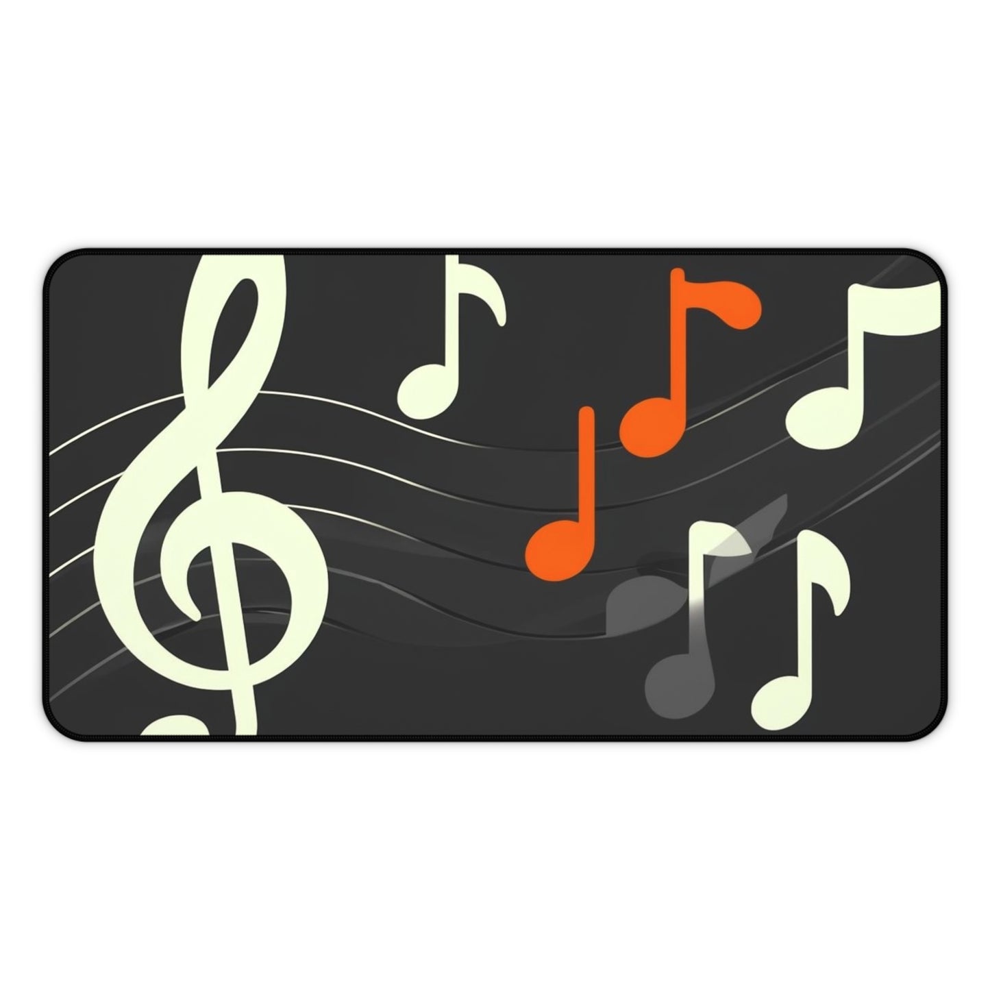 Musical Notes Desk Mat – Black Music-Themed Workstation Pad