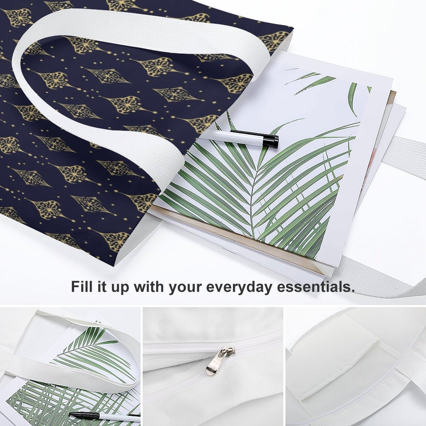 Canvas Material Tote Bags with Interior Pocket