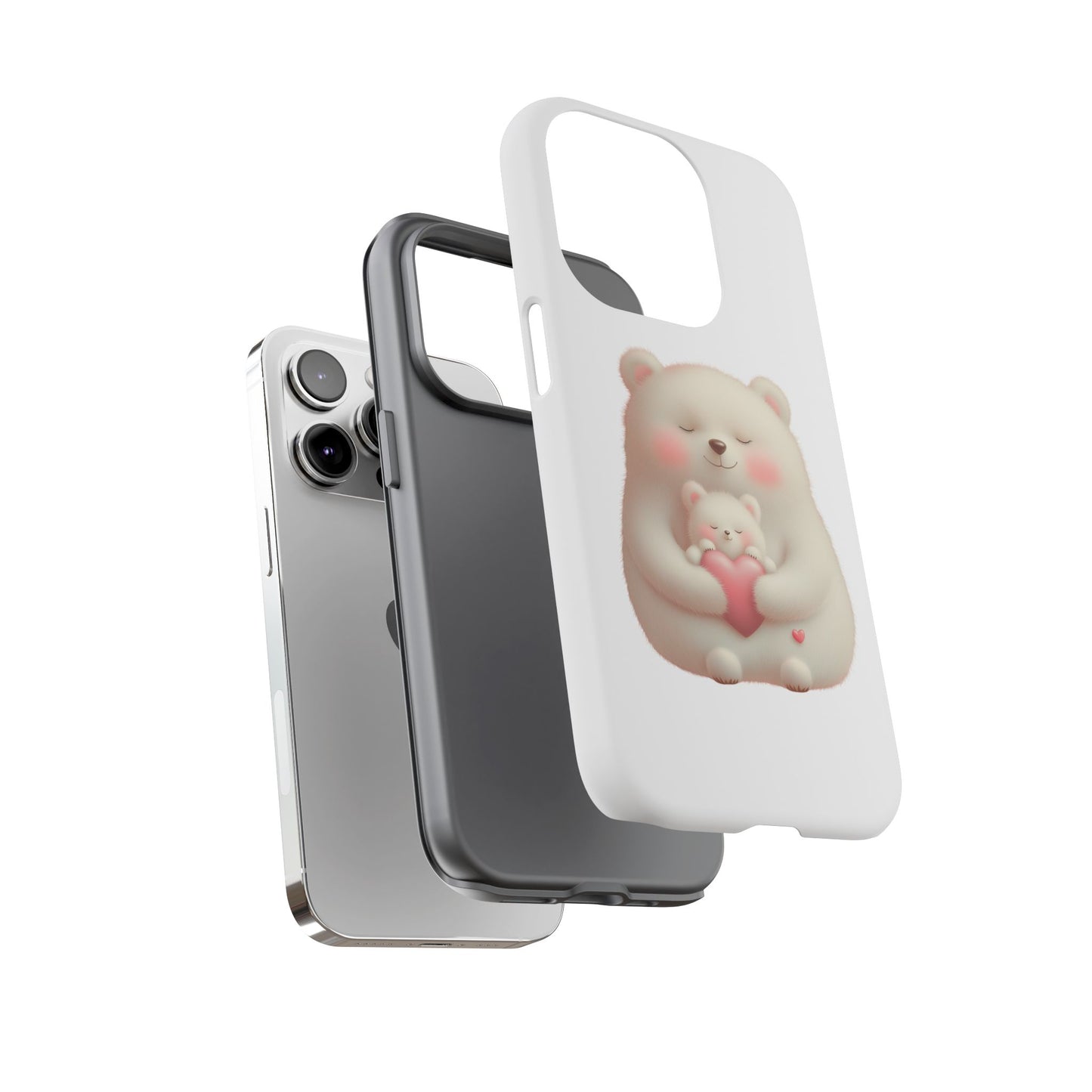 Cute Bear Phone Case, Tough Cases, Animal Lover Gift, Kids Accessories, Mother’s Day, Heartwarming Design