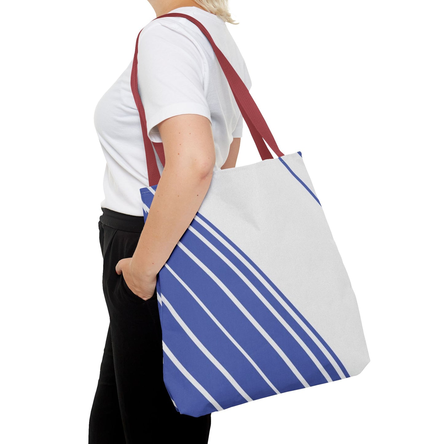 Chic Blue Striped Tote Bag, Stylish Reusable Shopping Bag, Beach Bag, Everyday Carry, Gift for Her