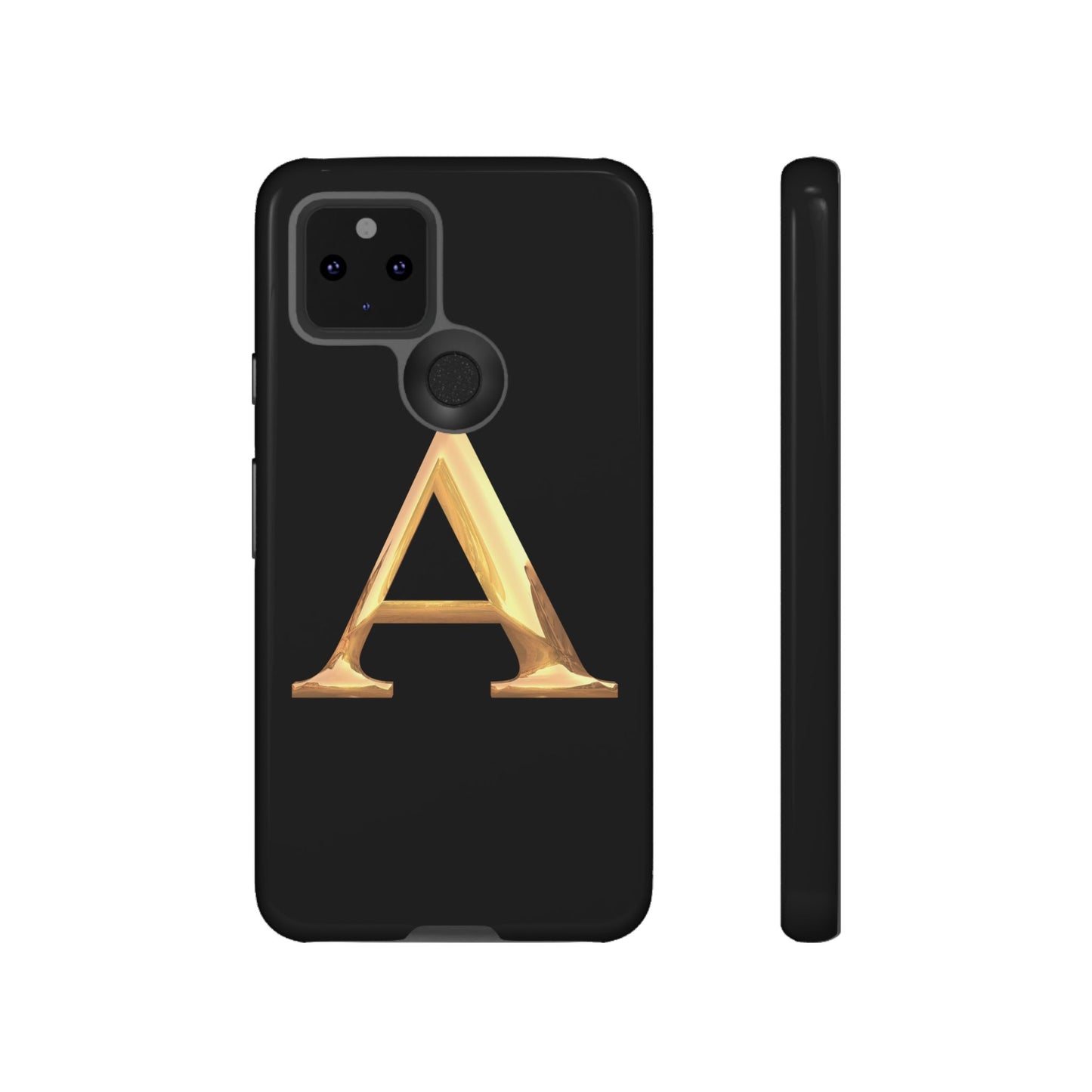 Custom Phone Case with Gold Letter A, Monogrammed Gift, Tough Protective Case, Personalized Phone Accessory, Unique Phone Cover