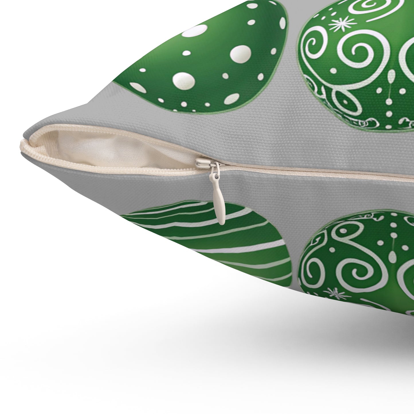 Christmas Ornament Pillow, Cozy Holiday Decor, Winter Home Accent, Gift for Christmas Lovers, Green and Gray Pillow