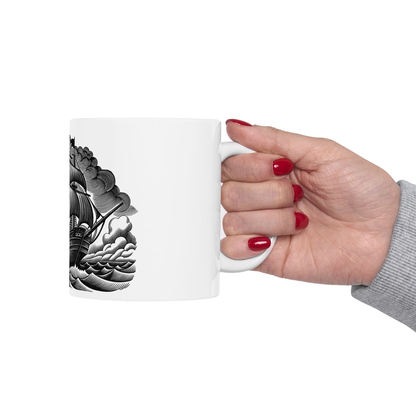Nautical Ship Ceramic Mug - Vintage Sailing Design, Coffee Cup for Nautical Lovers, Gifts for Sea Captains, Ocean Theme