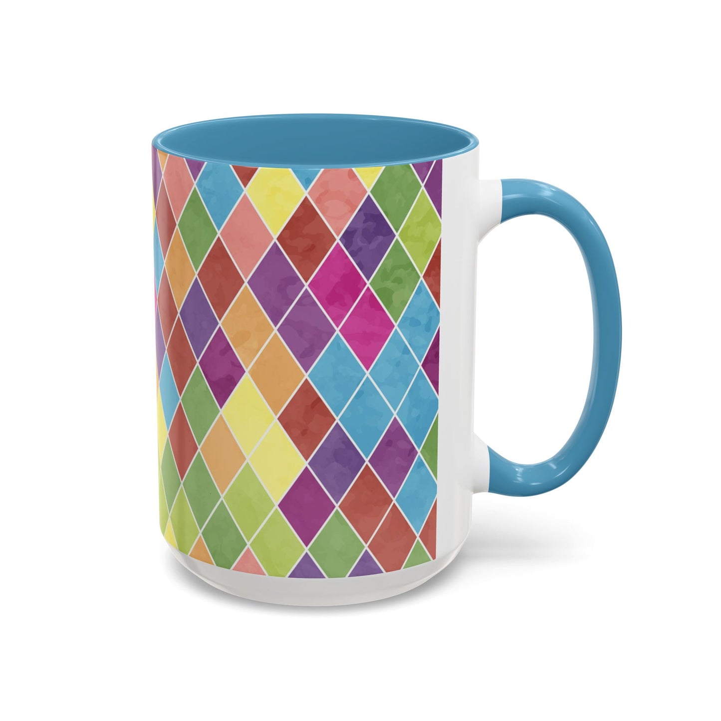 Colorful Diamond Pattern Coffee Mug, Coffee Lover Gift, Bright Kitchen Decor, Artistic Mug, Vibrant Drinkware