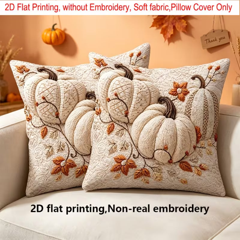 2D Flat-printing Bohemian Country-style Rustic Throw Pillow Set in 2pcs. Suitable for Autumn Decoration.