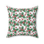 Festive Holly Square Pillow - Cozy Holiday Decor, Throw Cushion, Christmas Gift, Home Accent, Decorative Pillow