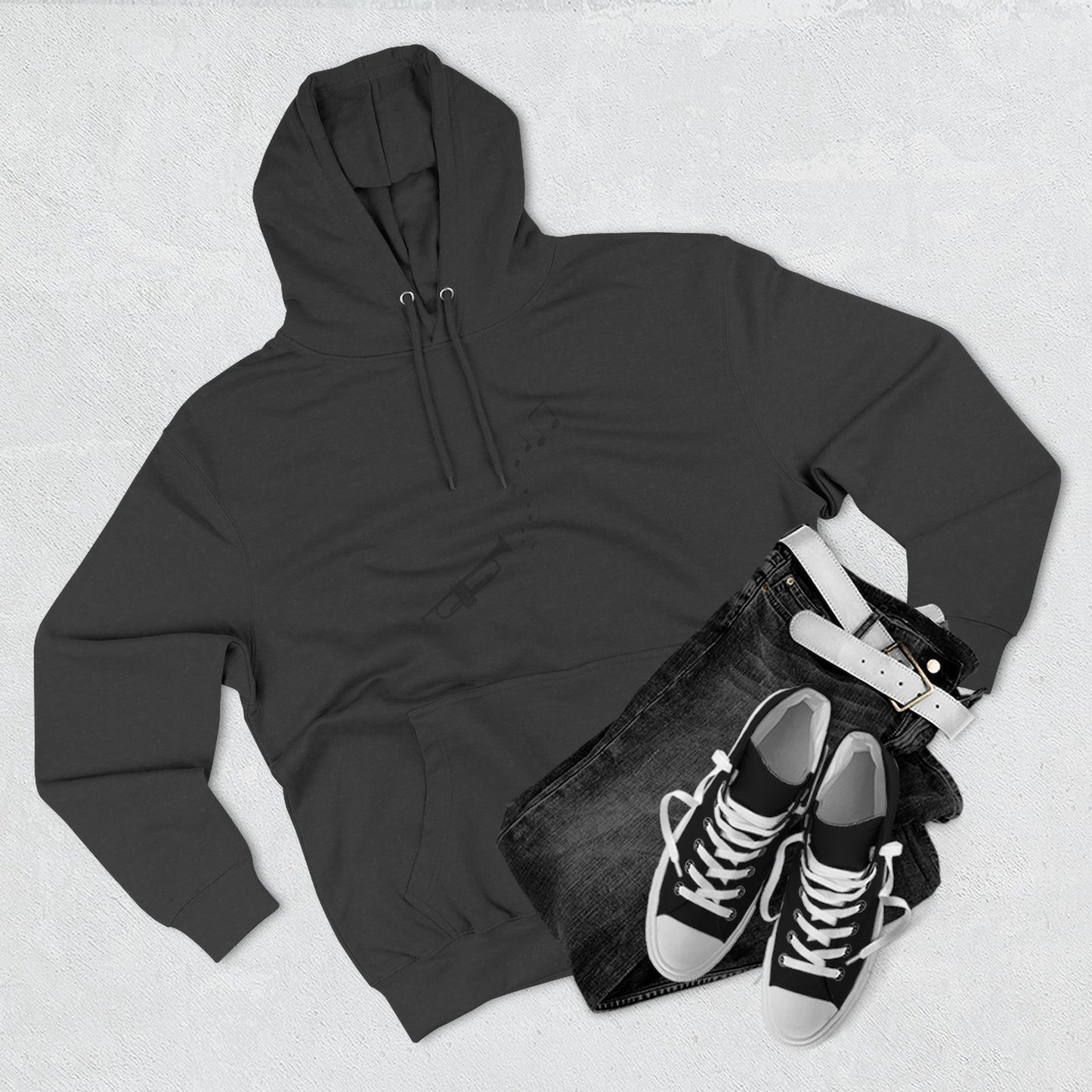 Trumpet Music Notes Hoodie — Minimalist Jazz Instrument Pullover