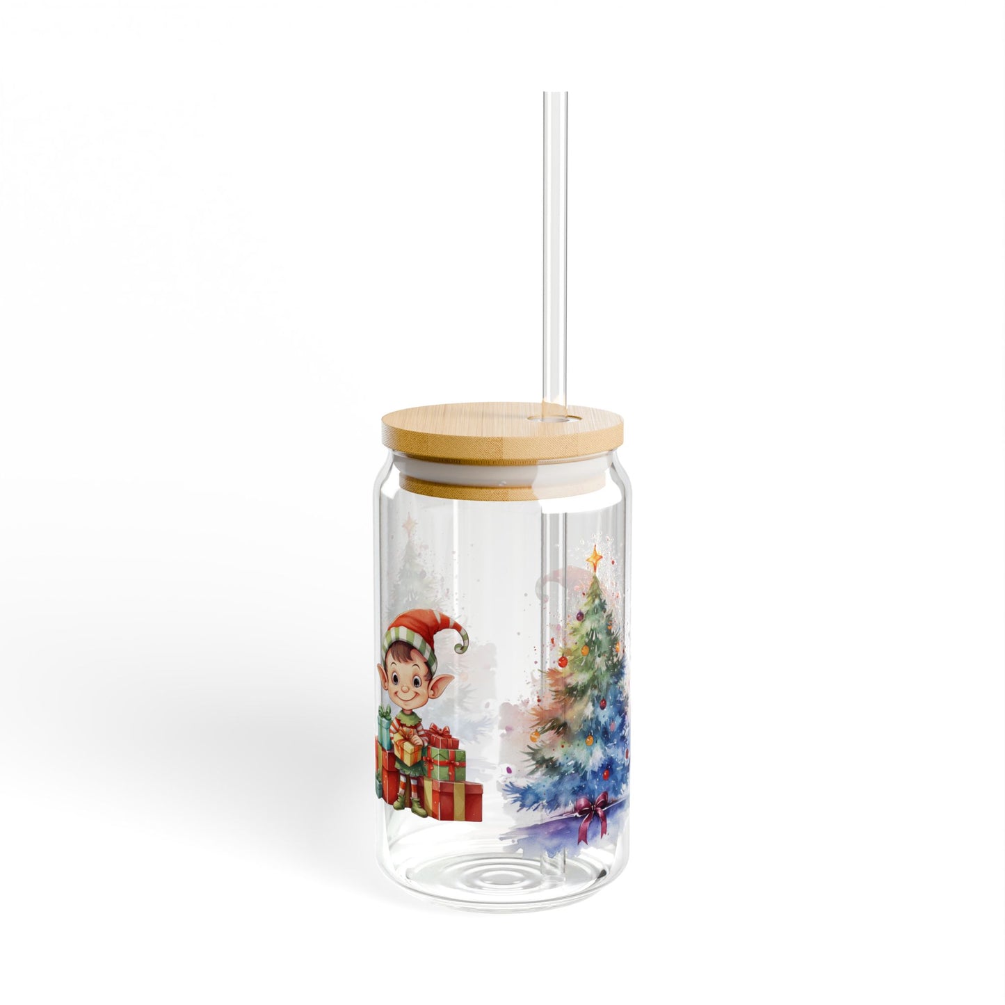 Christmas-Themed Sipper Glass, Holiday Drinkware, Cute Holiday Decor, Eco-Friendly Gift, Festive Homeware, 16oz Jar with Straw, [...]