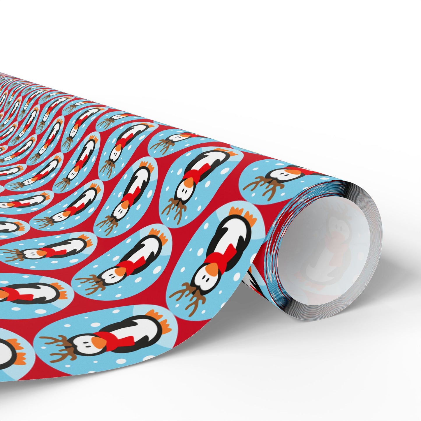 Wrapping Paper Roll — Festive Penguin Pattern Holiday Gift Wrap