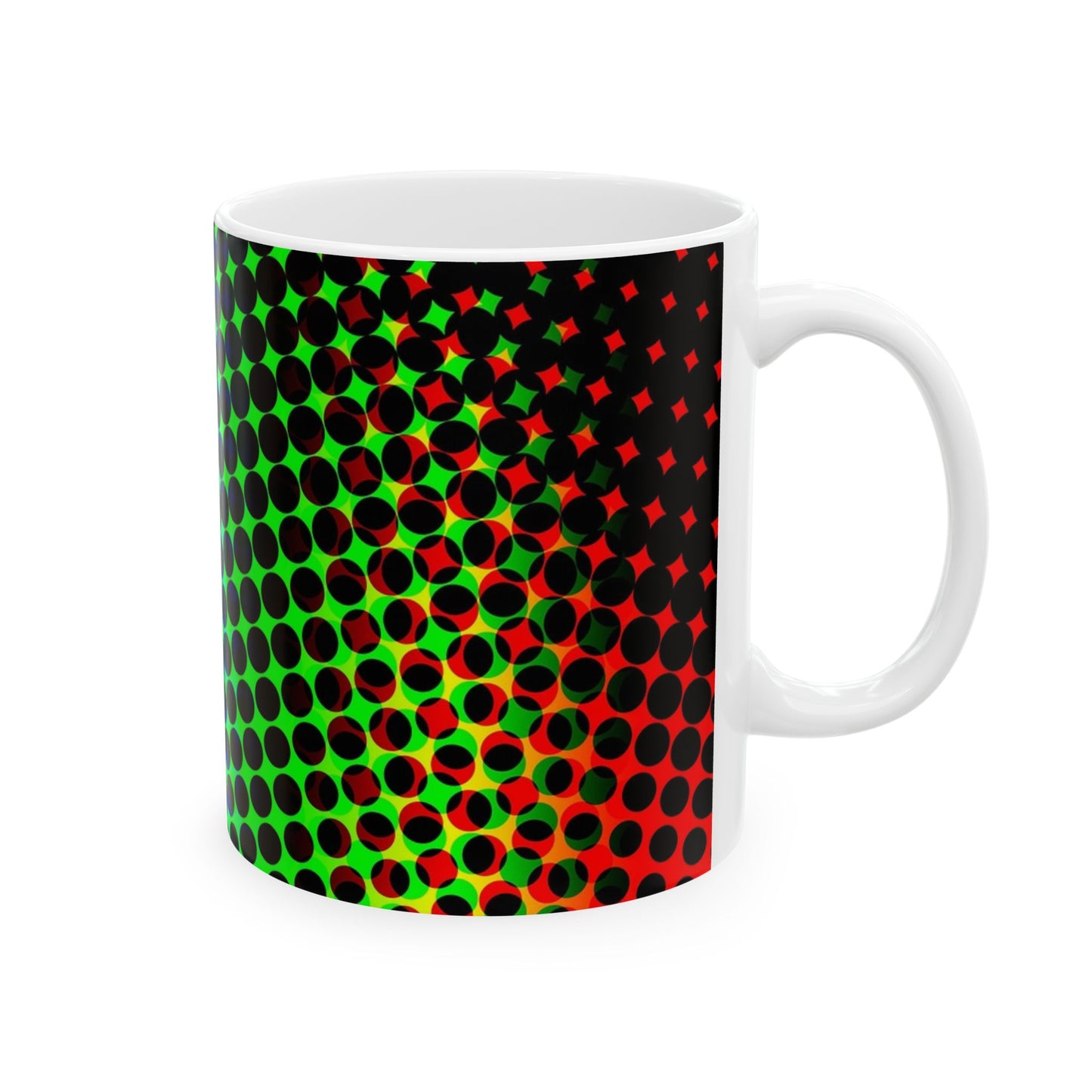 Vibrant Patterns Ceramic Mug, Unique Coffee Cup, Colorful Drinkware