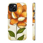 Floral Phone Case with Orange Flower Design, Tough Phone Cover, Floral Gift, Stylish Tech Accessory, Nature Lovers, Spring Vibes