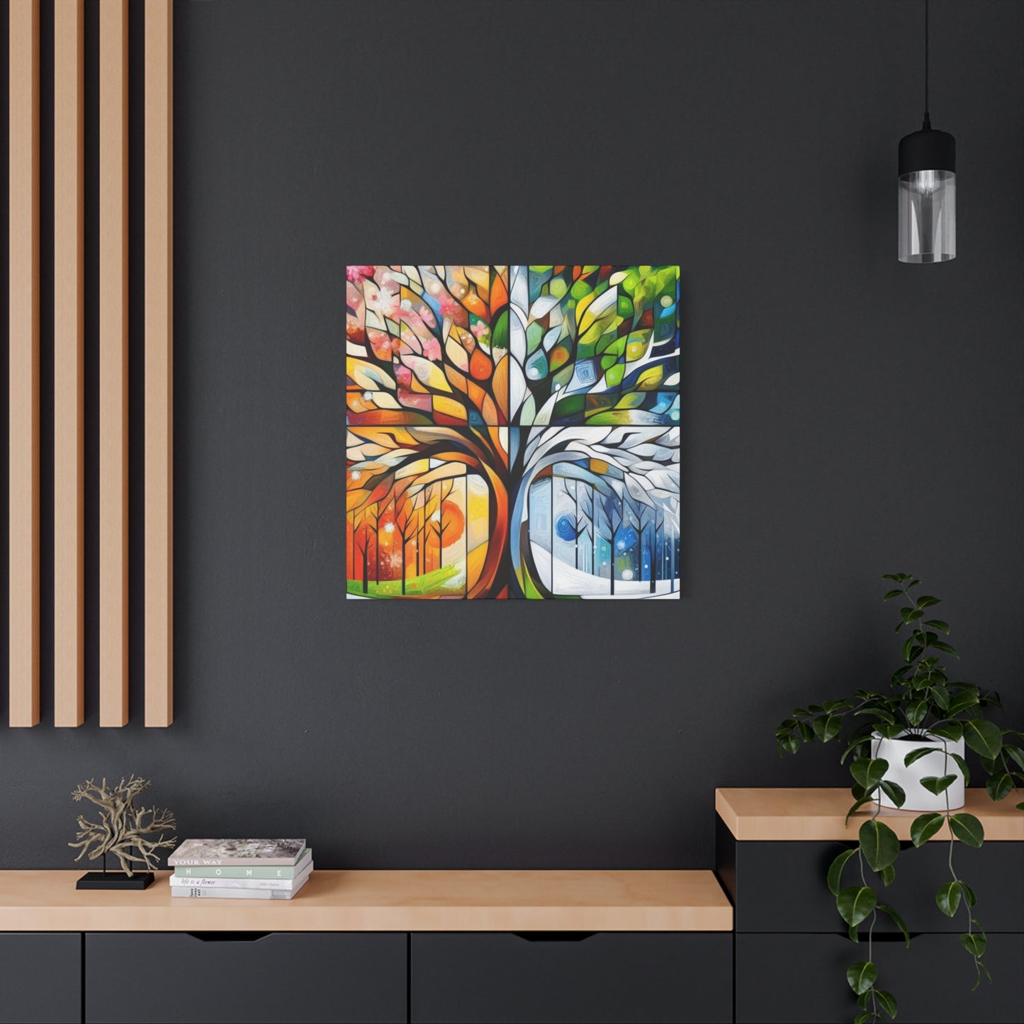 Seasons Tree Canvas Wall Art — Four Seasons Matte Stretched Canvas