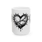 Gothic Heart Design Ceramic Mug | Unique Coffee Cup for Gifts, Valentine's Day, Home Decor, Art Lovers, or Halloween