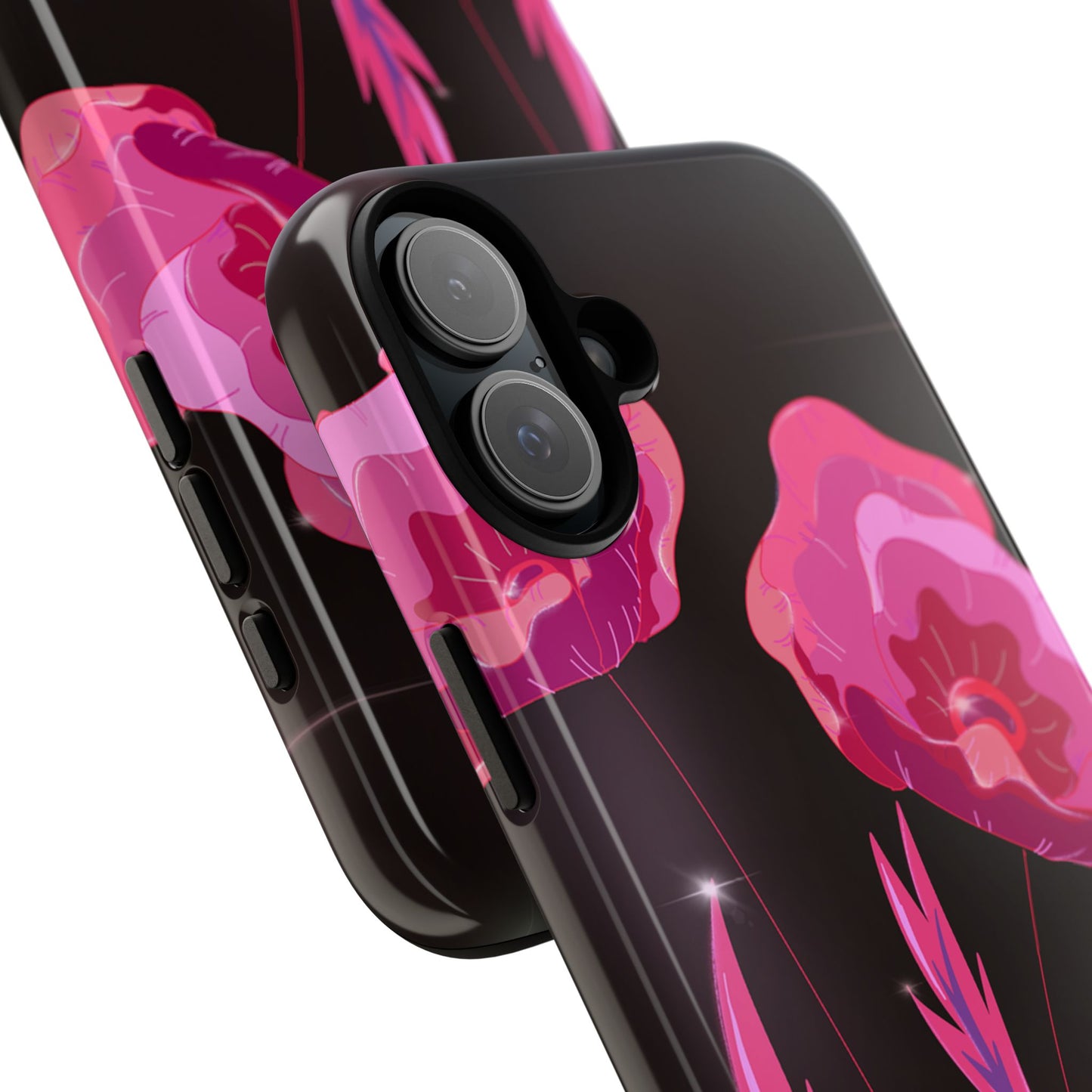 Floral iPhone Case | Tough Cases with Pink Poppy Design, Elegant Flower Phone Cover, Gift for Her, Spring Accessories, Chic Tech
