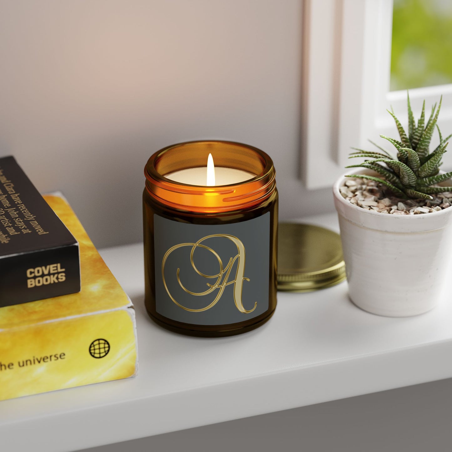 Monogram 'A' Coconut Apricot Scented Candle (4oz/9oz)