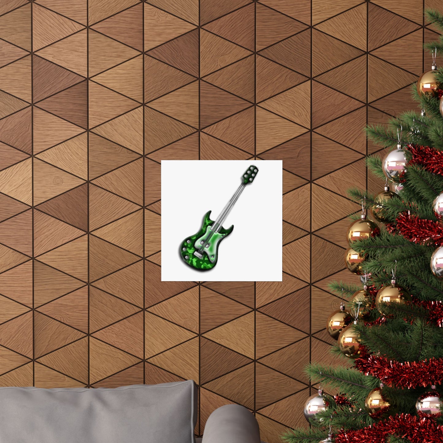 Guitar Art Poster - Rock Music Decor, Green Guitar Wall Art, Musician Gift, Home Office Decor, Music Lover Gift