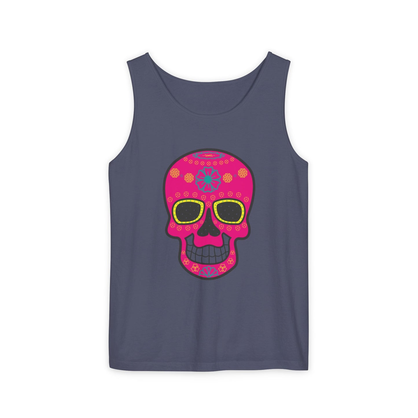 Colorful Dia de los Muertos Skull Tank Top, Unisex Summer Tee, Festival Wear