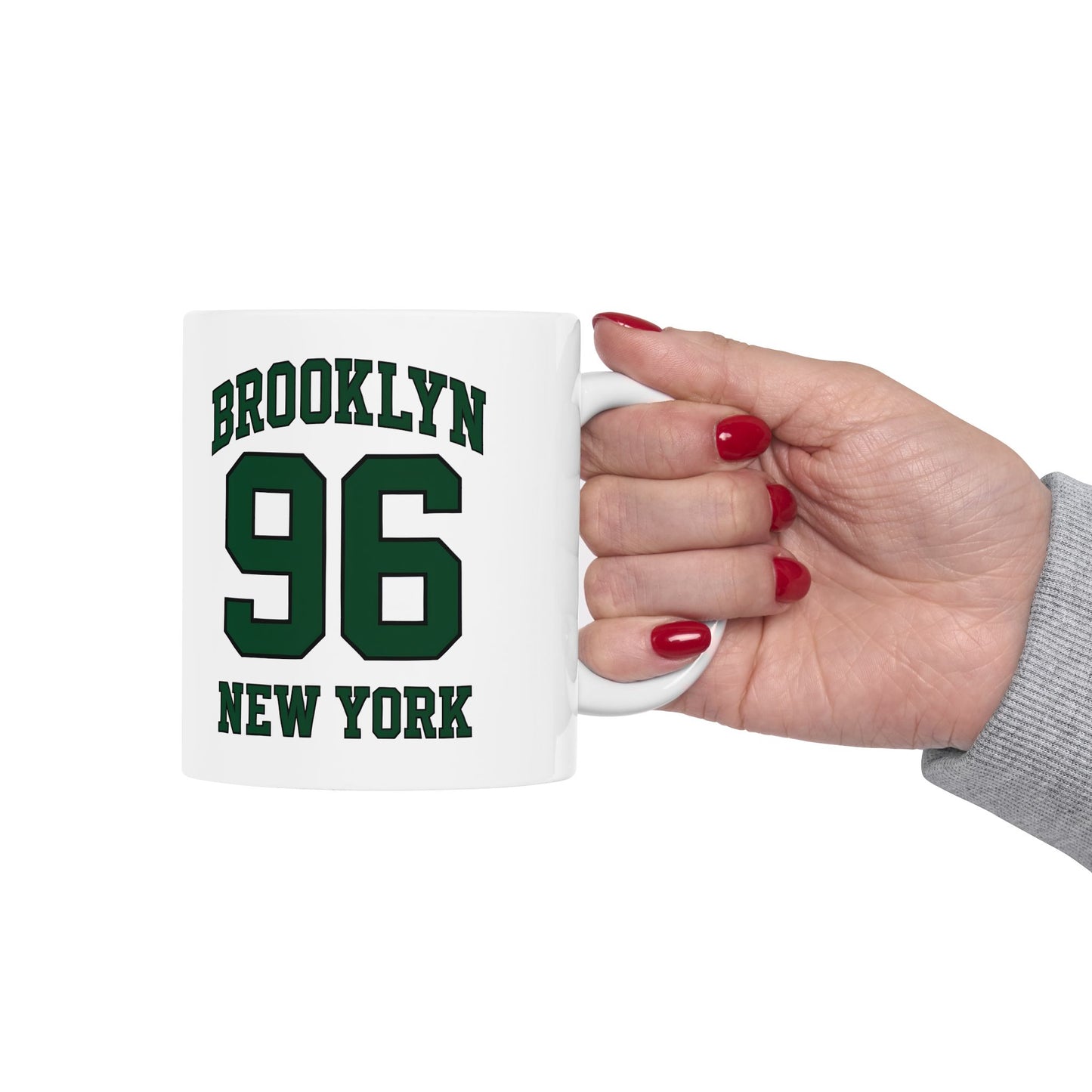 Brooklyn 96 New York Ceramic Mug — Retro Varsity Number Coffee Cup