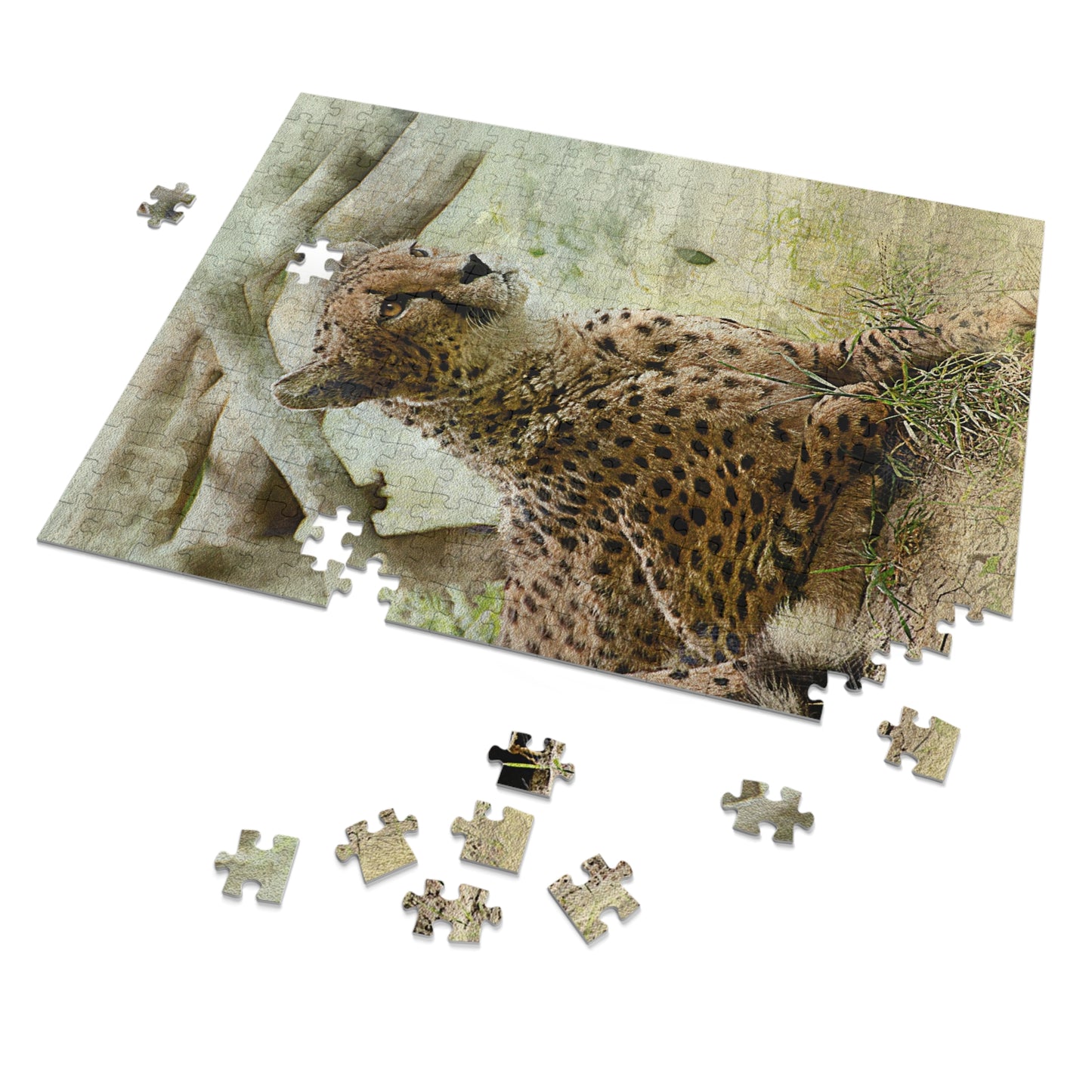 Wildlife Jigsaw Puzzle with Tin, Cheetah Puzzle Game, Family Fun Activity, Perfect Gift for Nature Lovers, Home Decor Puzzle
