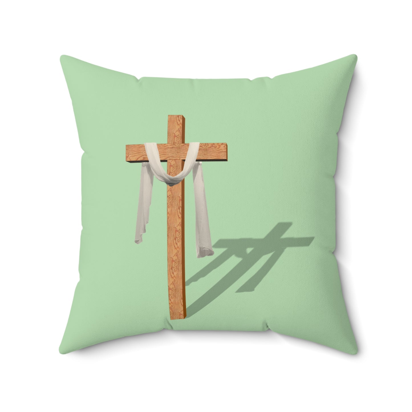 Inspirational Cross Pillow | Spun Polyester Square Cushion | Home Decor, Faith-Based Gift, Easter, Christian Art, Living Room Accent
