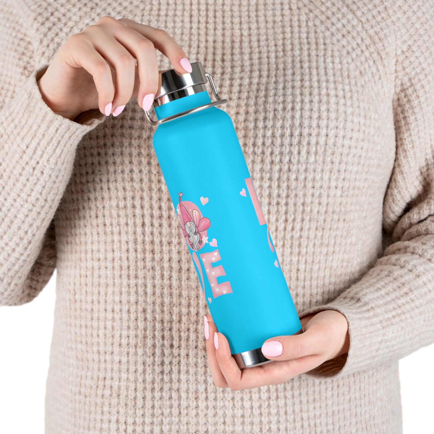 22oz Insulated Bottle — Red 'LOVE' Floral Valentine Water Bottle