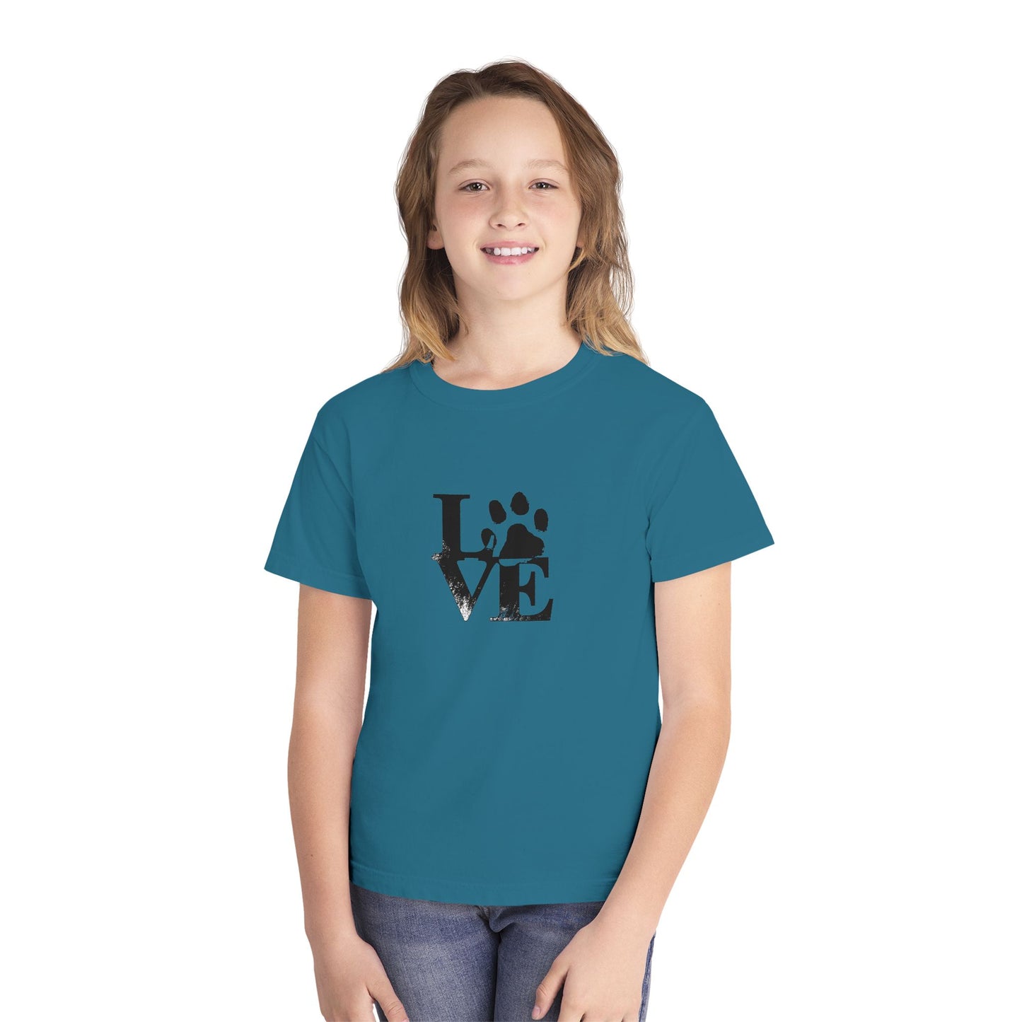 Youth Love Paw Tee - Perfect for Pet Lovers, Gifts for Kids, Animal Lovers, Birthday or Holiday Gift, Cute Casual Wear