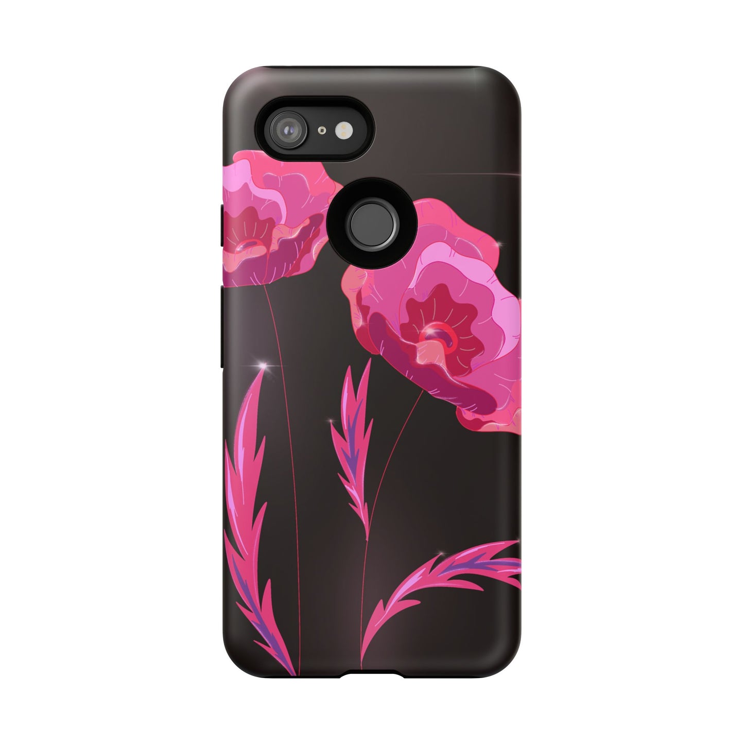 Floral iPhone Case | Tough Cases with Pink Poppy Design, Elegant Flower Phone Cover, Gift for Her, Spring Accessories, Chic Tech