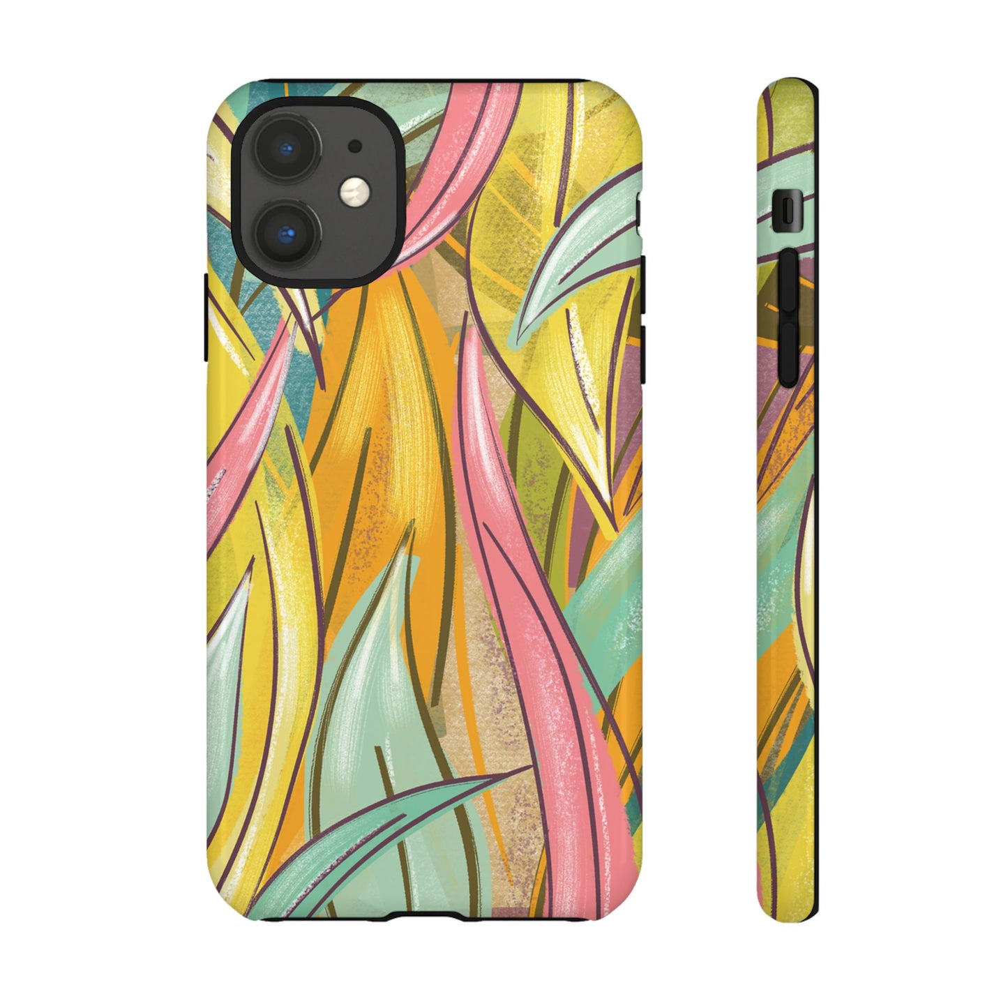 Vibrant Phone Case with Colorful Leaf Design, Tough Cases for Nature Lovers, Eco-Friendly Gift, Summer Vibes, Floral Phone Cover