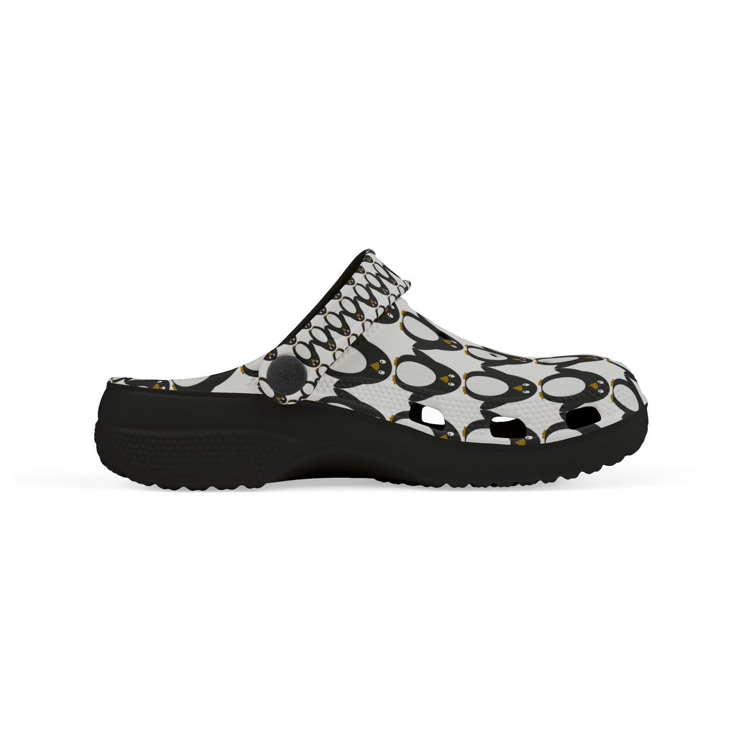 Kids Penguin Print EVA Foam Clogs — Cute Black & White Slip-On Sandals