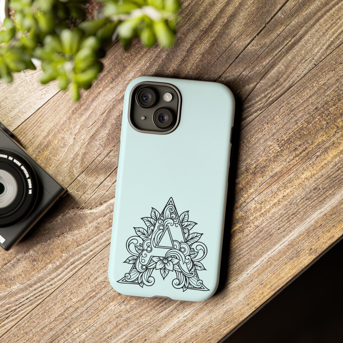 Personalized Tough Phone Case, Floral Monogram Cell Phone Cover, Custom Protective Case, Unique Gift, Birthday, Graduation