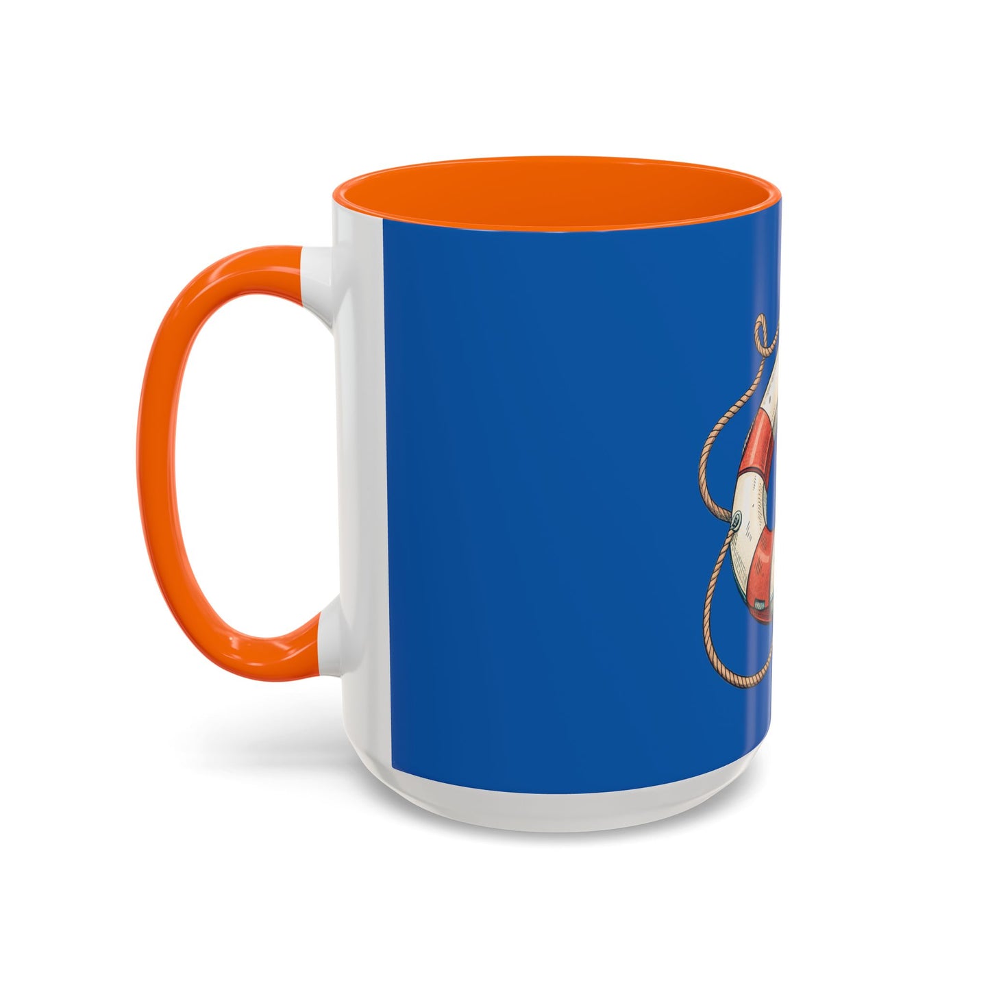 Lifesaver Accent Coffee Mug - Nautical Gift, Beach Decor, Sailor's Coffee Cup, Ocean Lover Mug, Summer Vibes