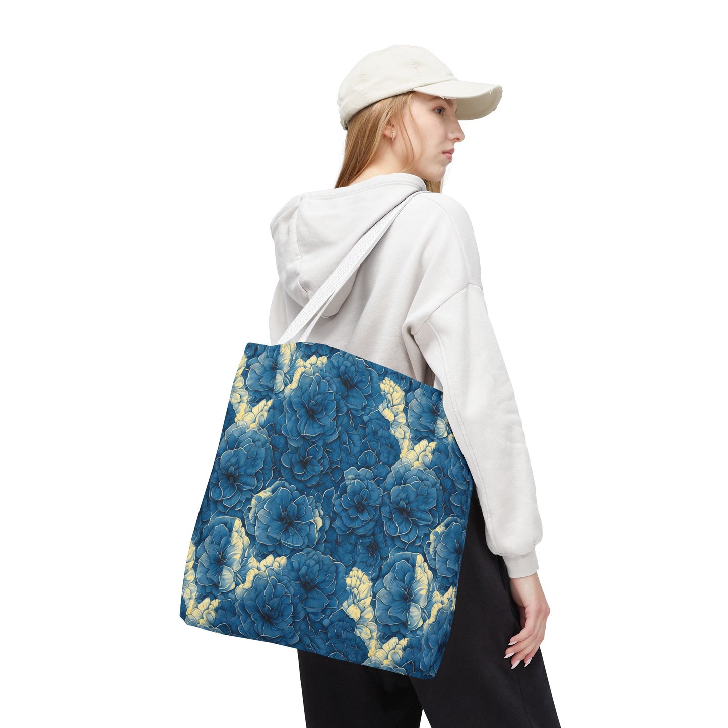 Floral Blue Peony Tote
