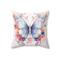 Butterfly Floral Square Pillow, Cozy Home Decor, Gift for Nature Lovers, Spring Decor, Butterfly Art Cushion