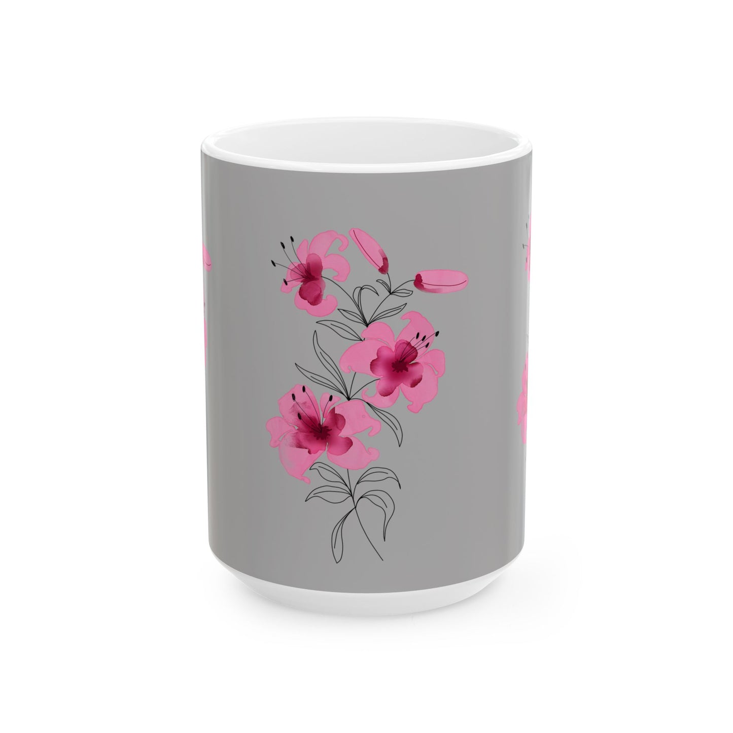 Floral Ceramic Mug - 11oz & 15oz, Cute Gift for Her, Coffee Tea Cup, Floral Decor, Home Office Accessory, Birthday, Mother's Day
