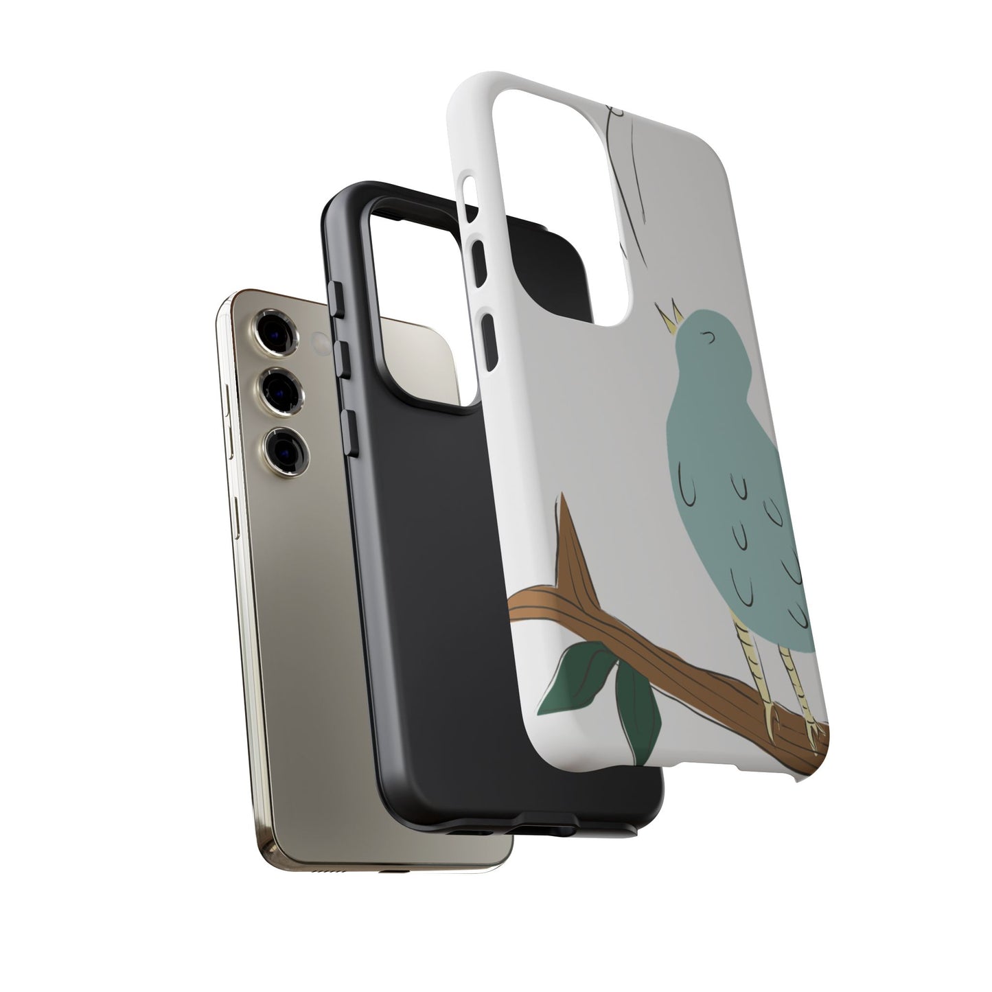 Birdsong Phone Case — Cute Blue Bird on Branch Protective Case