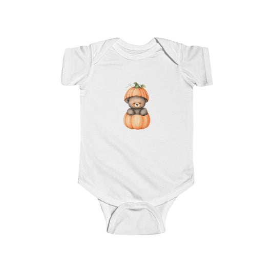 Pumpkin Bear Infant Bodysuit | Cute Baby Shower Gift, Fall Apparel, Halloween Outfit, Newborn Clothing, Cozy Baby Wear