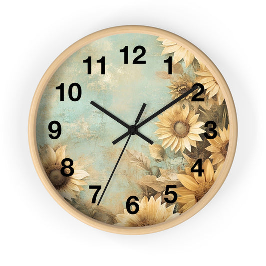 Sunflower Wall Clock, Floral Home Decor, Rustic Clock, Gift for Garden Lovers, Vintage Style Timepiece, Perfect for Spring and Summer